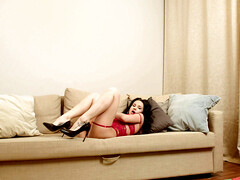 Arsch, Braunhaarige, Hd, Absätze, Lingerie, Masturbation, Natürlichen titten, Solo