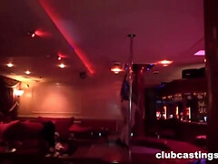 Horny light-haired needs some cash, so she is having hookup with a random dude, in the bar