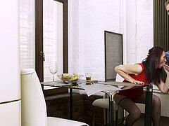 Pijpbeurt, Bruinharig, Universiteit, Oudere vrouw, Rijpe lesbienne, Tieten likken