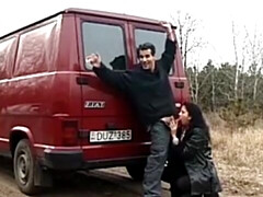 Leie, Braunhaarige, Auto, Hardcore, Im freien, Strumpfhose, Öffentlich, Rau