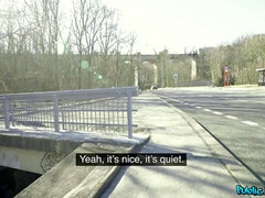 Americano, Culo, Morena, Polla, Al aire libre, Perforación, Público, Tetas