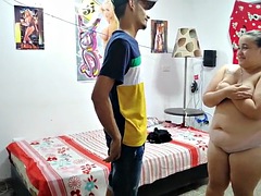 1 part my husband leaves and his friend visits us he goes to my room and fucks my fat pussy i swallow his milk