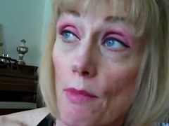 Enthousiasteling, Anaal, Blond, Pijpbeurt, Oudere vrouw, Sperma, Man die toekijkt, Swinger