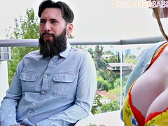 美女, デカパイ, ブロンド, フェラチオ, エロティック, ハードコア, なめる, ソフトコア