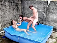 アナル, フェラチオ, バック, ラティーナ, 姉妹, フェラする, ティーン, 三人