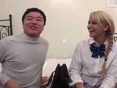 Aziatisch, Blond, Pijpbeurt, Sperma, Interraciaal, Japaans, Kut duiken, Rok