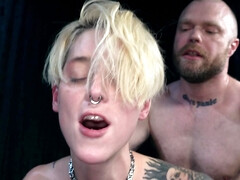 Bleached beauty taking dick in wet slit from a bald mofo