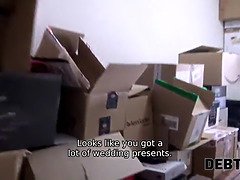 Slutty young wife cheats on husband for cash in front of him