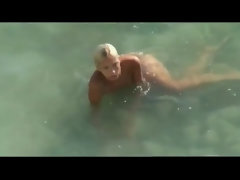 Amateur, Plage, Blonde, Couple, Nudiste, De plein air, Public, Espionne