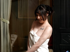 アジア人, デカパイ, 日本人, 垂れ乳, サウナ