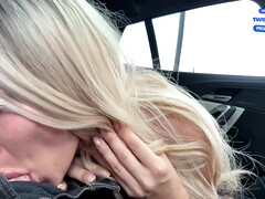 Enthousiasteling, Grote mammen, Zwart, Blond, Pijpbeurt, Flashing, Nylonstof, Kousen