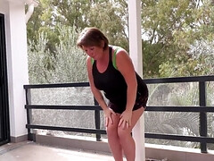 Big and meaty lady working out and being nasty as well