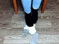 Teen Girl Shows Her Socks And Foot