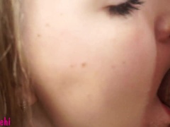 Enthousiasteling, Pijpbeurt, Bruinharig, Stel, Sperma, Sperma shot, Lul, Zuigen