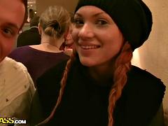 Redhead slut in public toilet fuck