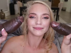 黒人, ブロンド, フェラチオ, カワイイ, ハードコア, 異人種間, ティーン, 三人