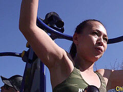 Enthousiasteling, Aziatisch, Stel, Vingeren, Vriendin, Harig, Buiten, Realiteit