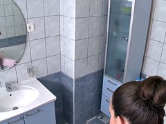 Russian ballerina fucks herself in the bathroom