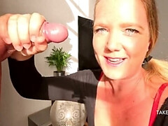 Amateur, Blonde, Tir de sperme, Conversation vulgaire, Femme dominatrice, Hd, Fait maison, Branler