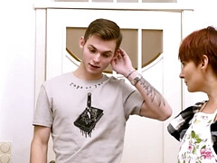 PAWG with red hair has a fetish for some young lads