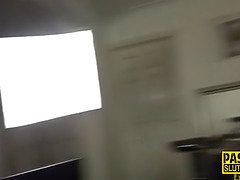 Tied up and blindfolded busty milf sub