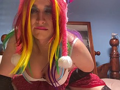 Travestiet, Sperma shot, Schattig, Masturbatie, Shemale, Mager, Slet, Alleen