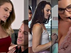 美人, デカチン, イく瞬間, 手コキする, なめる, マッサージ, 三人, オッパイの