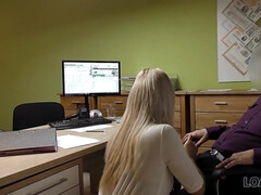 面接, 美女, ブロンド, お金, オフィス, 生徒, ティーン