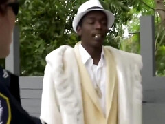 Shady pimp is caught smacking his chick by horny milf cops