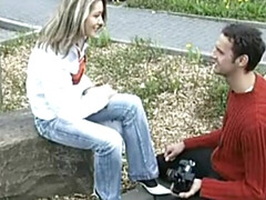 18, 素人, ブロンド, 顔射, ドイツ人, アウトドア, 現実, ティーン