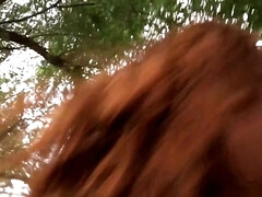 Redhead MILF Almost Caught Panty Stuffing In Public -