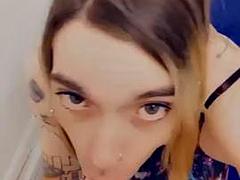 Lingerie Tranny Gets Horny For Cock