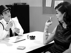 アナル, 黒人, フェラチオ, 茶髪の, 開帳, ヒール, シーメール, ストッキング