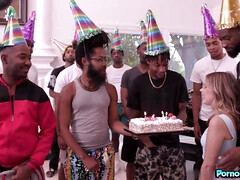 18, ブロンド, フェラチオ, イマラチオ, 黒人, 異人種間, 小柄, コキ