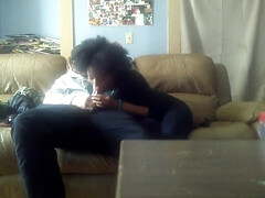 Ebony teen swallowing a huge load