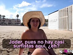 Amateur, Sucer une bite, Brunette brune, Plantureuse, En levrette, Public, Réalité, Espagnole