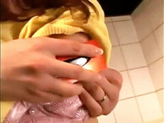 japanese milf masturbating in the kitchen