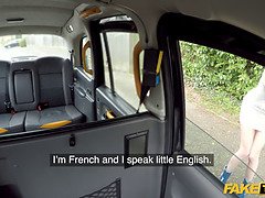 Lina Luxa, French teen, gets her tight pussy drilled by a massive cock in a fake taxi