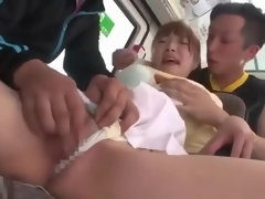 Asiatique, Nana, Sucer une bite, Tir de sperme, Partouze, Groupe, Japonaise, Lingerie