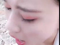 Chinese swallower fucked in a wood