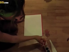 Блондинки, Брюнетки, Колледж, Группа, Лесбиянка, Белье, Чулки, Тату