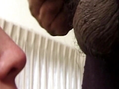 デカ尻, フェラチオ, 茶髪の, チン, 下着