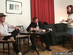 イマラチオ, お婆さん, 熟年, 現実, 赤毛, ストッキング, 三人