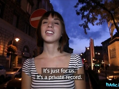 Leie, Tussi, Blasen, Braunhaarige, Europäisch, Geld, Im freien, Realität