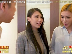 アジア人, ブロンド, フェラチオ, イく瞬間, 手コキする, 自家製, マッサージ, 三人