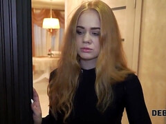 Lack of money makes debtor have the cock in her snatch