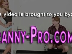 Busty shemale gets jizzed