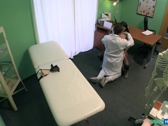 Doctor Cures Stiff Neck With Stiff Cock