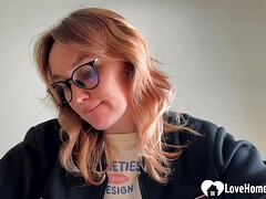 Enthousiasteling, Gebondenheid, Fetisj, Brillen, Huisgemaakt, Roodharige vrouw, Kousen, Student