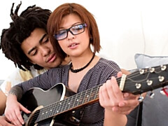 Kont, Grote lul, Pijpbeurt, Hondjeshouding, Roodharige vrouw, Kort haar, Tiener, Tieten likken